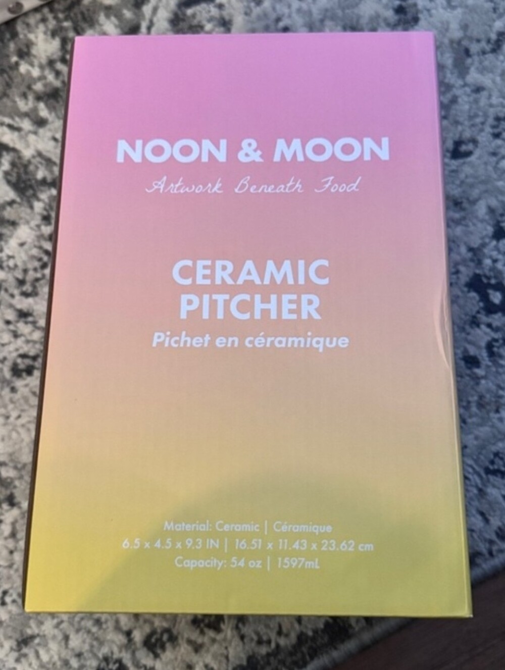 Noon & Moon Pink & White Striped Ceramic Pitcher New In Box Retail $98 - Picture 6 of 12
